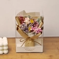 Mini-Kunstblumenstrauß in Violett und Rosa in einer transparenten Geschenkbox - Mehrfarbig (Lila/Rosa/Gelb)