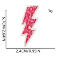 Pink leopard pattern lightning bolt embroidery patch with precise size measurements - Leopard Lightning Patch 15#