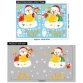 Christmas wall stickers featuring Santa, snowman, and reindeer icons, 110x65cm layout - AMJ970 Christmas Snowman