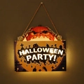 Halloween LED wall sign with pumpkin top and glowing Halloween Party text decoration - WSGP-03A Pumpkin Letters (Halloween Party)