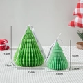 Green origami Christmas tree scented candles with white ribbons on knit background - Small Olive Green (Grapefruit Sea)