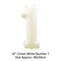32-inch cream white number 1 foil balloon for birthday and anniversary party decorations - 32 Inch Number 1 / Cream White