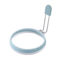 Stampo per uova in silicone blu con manico pieghevole per uova al tegamino rotonde - Blu Semitrasparente