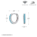 Detailed size chart for sterling silver earrings featuring turquoise stones and dimensions - Inner 7mm / Silver (Platinum Plated)