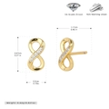 Dettaglio orecchini infinito in argento 925 con zirconi 5A e specifiche di misura - Oro