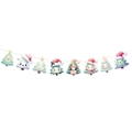Striscione natalizio con alberi di Natale a cartone animato e scritta Merry Christmas - Striscione Albero di Natale