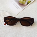 Retro oval sunglasses in dark amber translucent frame with UV protection lens - Dark Tea