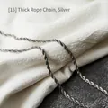 Silver twisted rope chain necklace in titanium steel on minimalist textured background - Thick Rope Chain (70cm) / Silver