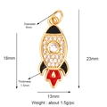 Cute gold rocket charm pendant with red and black enamel and white cubic zirconia - Rocket Shape-Gold Red Black