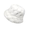 Detail of white faux fur bucket hat featuring a unique 3D bubble textured plush fabric - M (56-58cm) / White