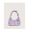 Chic lavender ruched cloud shoulder bag in soft faux leather with golden hardware - Lavender