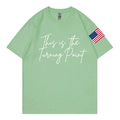 Light green cotton t-shirt with white Turning Point script and GILDAN brand tag - S / Bean Green