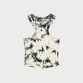 Canotta sportiva corta tie-dye in cotone con motivo a fantasma bianco e nero vestibilità slim - XS / Tie Dye Nero e Bianco Fantasma