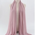 Long dusty pink chiffon hijab scarf with elegant drape and fine matte texture - 69