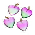 Translucent heart pendant with purple and green gradient and golden metal bail - Transparent Purple Green (10pcs/pack)
