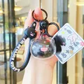 Black fuzzy cat plush keychain in a clear sphere with an I'm getting angry strap - Acrylic Big Head - Black Cat