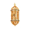 Golden hollow cylinder pendant with colorful gemstones and Evil Eye motif for DIY jewelry - Evil Eye Cylinder Mixed (L488947-Mixed)