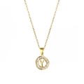 18K gold plated necklace featuring a round pendant with letter Y and zircon accents - Letter Y