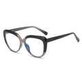 Moderne TR90 cat-eye blauw licht blokkerende bril in zwart en bruin tweekleurig - Boven Zwart Onder Khaki Frame