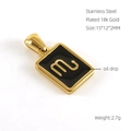 Detailed view of 18k gold plated stainless steel Scorpio pendant with black oil drip design - Aries - Single Pendant
