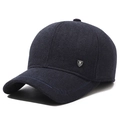 Cappello da baseball invernale da uomo in pile con paraorecchie e trama in lana scura - Regolabile / Blu navy