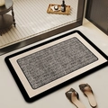 Absorbent grey and beige rectangular diatom mud bath mat with non-slip rubber border - Thin Style / 40*60cm / Huidiao - Rectangular with Rounded Corners