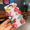Dettaglio del set di 10 fermagli per capelli natalizi con Babbo Natale e renne - Stile 2 Renna Gialla - Set da 10