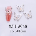 Detail of laser aurora butterfly nail charm with silver hollow frame on pink nail - Silver Frame Aurora Clear (AC48)