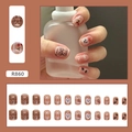 Cute puppy and bow press-on nails set in short square shape with 24 gloss pieces - Cute Dog Style (R860)