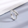 Silver bow-shaped open ring featuring motivational engraving never fucking give up - Silver Punk Never Give Up Ring (9361)