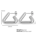 Minimalist silver triangle stud earrings in stainless steel with dimension markings - EH253 / Silver