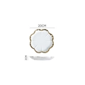 White petal ceramic plate with gold rim 20cm diameter for dessert and steak - 8-inch Gold Rim Lotus Leaf Plate
