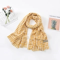 Winter faux cashmere scarf with yellow and white houndstooth pattern and fringe tassels - Houndstooth Yellow