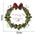 32x32cm Christmas wreath wall sticker with Merry Christmas greeting and festive bells - Style D/32*32CM