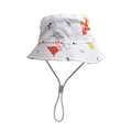 Chapeau bob blanc pour enfants avec motifs dinosaures colorés et cordon réglable coupe-vent - Style Dinosaure Coloré Blanc (#15)
