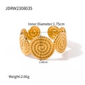 Anillo de espiral ajustable en acero inoxidable dorado, 1,75cm y peso de 2,66g - Dorado (JDRW2308035)