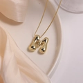 18K gold plated puff balloon letter M pendant necklace on elegant ceramic tray - Letter M (Single Pendant)