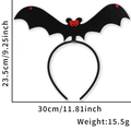 Halloween black bat headband with dimensions 23.5x30cm and lightweight 15.5g design - One Size / Large Red Eyes Bat Headband