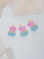 Pink and blue gradient crystal bear pendants with golden bows for DIY jewelry - Blue Gradient
