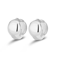 Polished S925 sterling silver geometric round hoop earrings on a white background - Platinum Color
