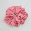 Close-up of a soft pink chiffon scrunchie showing detailed fabric texture and pleats - Pink (4-7)