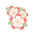 Cute pink cherry blossom enamel brooch badge with gold plating for bags and clothing - Pink & White Triple Sakura Cluster