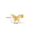 Golden butterfly cartilage stud with clear zircons and screw ball back 0.71cm - Micro-pave Butterfly Style (6#) / Gold Yellow