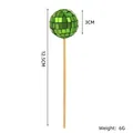 Green disco mirror ball cake topper with 3cm diameter and wooden stick for parties - 3cm with Wooden Stick / Fruit Green