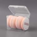 5-piece set of pink round cushion puffs with ribbon handles in a clear storage box - Marshmallow Puff [Round]