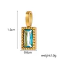 Détail d'un pendentif carré en zircon coloré et acier inoxydable, taille 1,5x0,6 cm - BP48709B2A4 (Zircone Champagne)