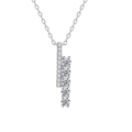 Elegant S925 silver double bar pendant necklace with sparkling Moissanite stones - Double-column Diamond Pattern (fddz-111) / White Gold