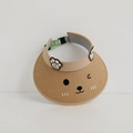 Dettaglio visiera in paglia con ricamo zampa di gatto e cinturino regolabile per bambini - 52cm / caffè