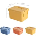 Boîte de rangement en plastique avec poignée et boucle en jaune, bleu et corail - Grande Boîte de Rangement de Haute Qualité