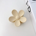 Matte cream flower hair claw clip in resin material for elegant updo hairstyling - Flower Style / 7.3cm / Off-white